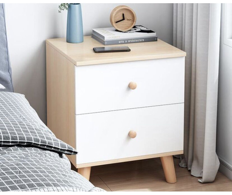 46cm W Manufactured Wood Bedside Table, Natural/White