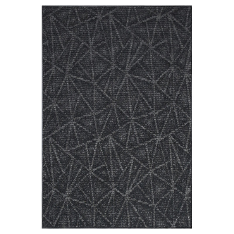 Tapis à motif raffiné raffiné gris foncé, Rectangle 9 pi x 12 pi