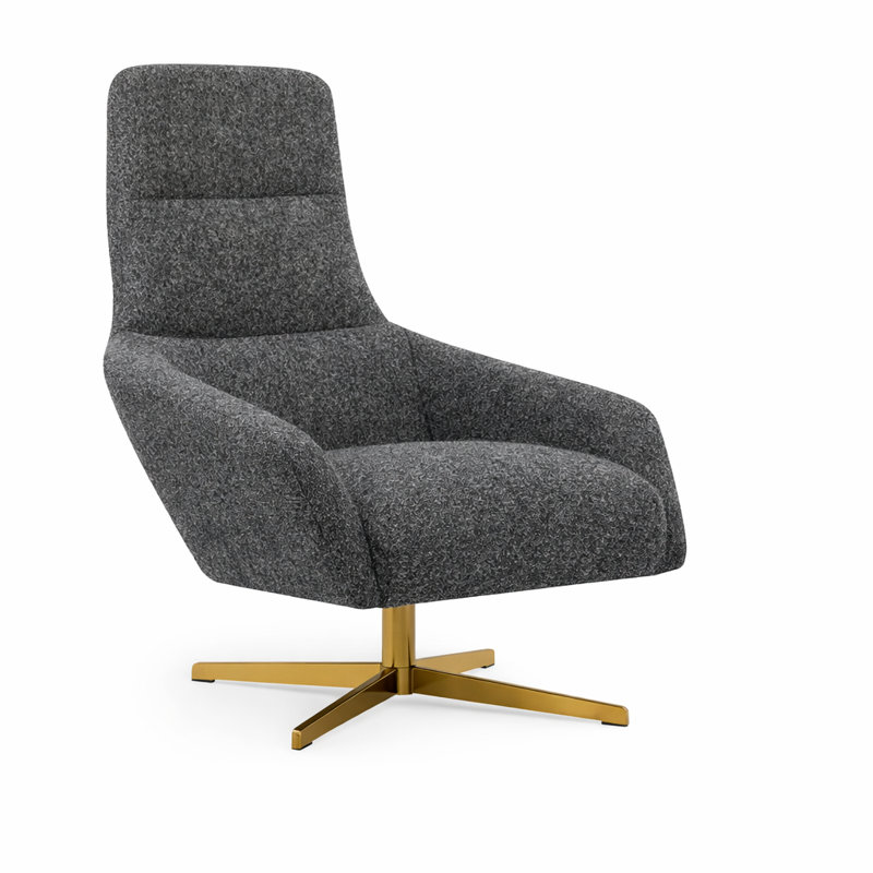 Fauteuil pivotant BRC 4 étoiles en laine, Laiton, Laine gris foncé