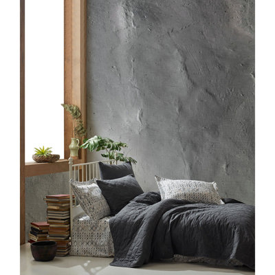 Ensemble de couvre-lit 100% coton anthracite / blanc Ludwik