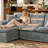 Masir Oversized Modular Sectional Sofa with Movable Ottoman, Comfy Gray Boucle Upholstery,2 Throw Pillows Included-1082326939
