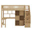 Lit mezzanine en bois avec bureau intégré, DEL, tablettes de rangement, armoires et escalier-1565812304