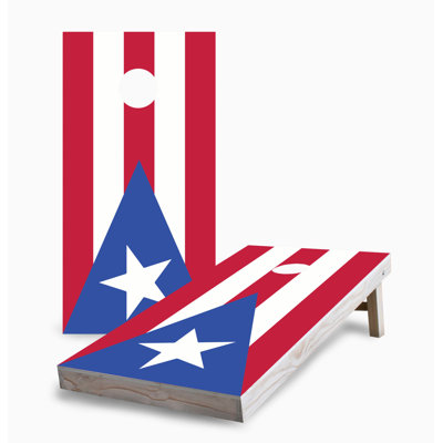 Puerto Rican Flag 2x4 Cornhole Board Set | Includes (2) Boards (8) Bags & Optional Accessories