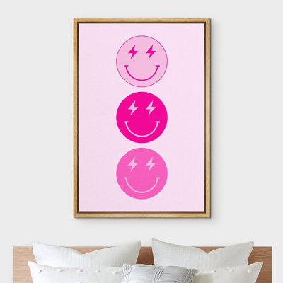 Bright Preppy Animals Hot Pink Preppy Room Decor Smiley Face Modern Artwork