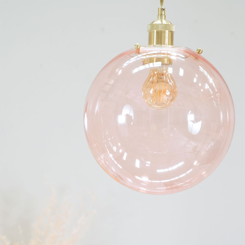 Frenchie 25cm H Glass Globe Pendant Shade ( Clip On ) in Pink