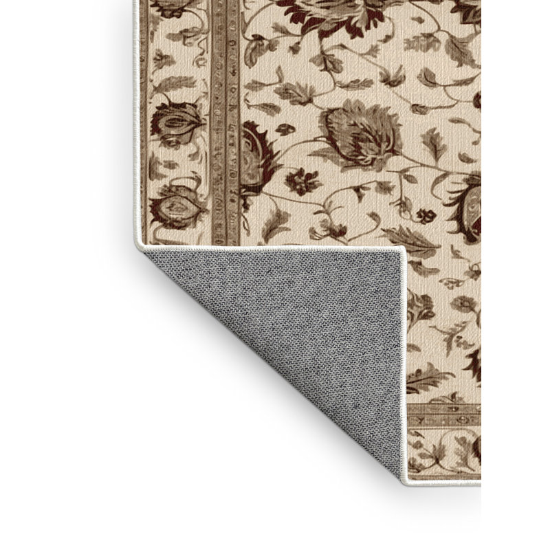 Machine Washable Persian Beige Area Rug, Round 7'