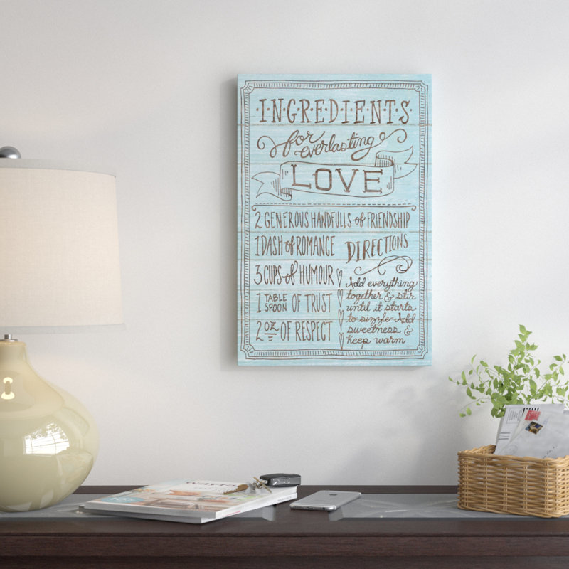 «Ingredients for Life III», art textuel sur toile, H 12 po x l 8 po x P 0,75 po