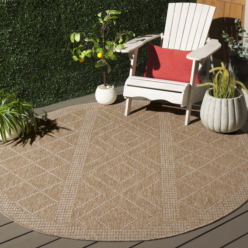 Leonara Retreat Performance Geometric Rug, Round 6'7"