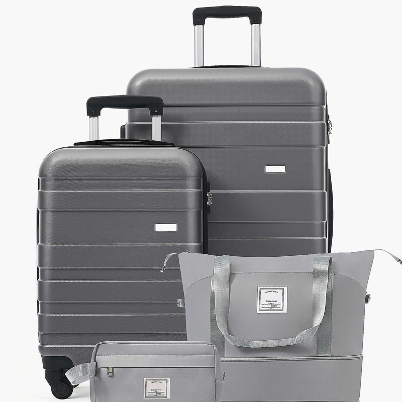 Ensemble de 4 valises 4 pièces - 20 po, valise à carreaux 28 po avec sac de toilette TSA Wet-Dry