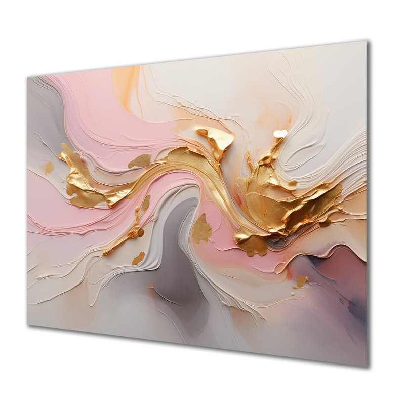 Tourbillon tourbillonnant de glam or - reproduction d'art abstrait mural, Pas de métal encadré, H 30 po x l 40 po x P 1,5 po