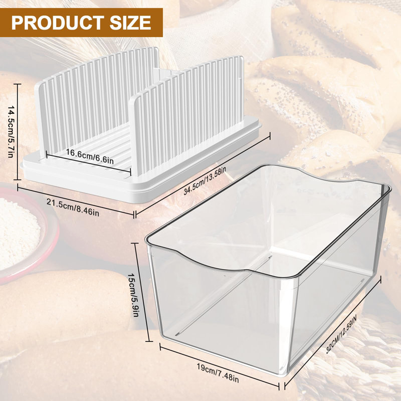 Upgrade Pull Out Bread Slicer For Homemade Bread With Bread Box, Foldable Bread Slicing Guide,Removable Cutting Board, Slice Evenly,(White)