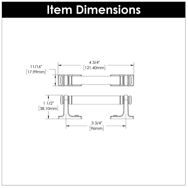 Reserve 3 3/4'' Center Bar Pull, Matte Black/Brown