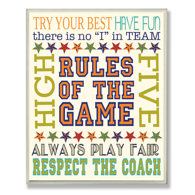 Art textuel sur bois, "Rules of the Game" de Gupton