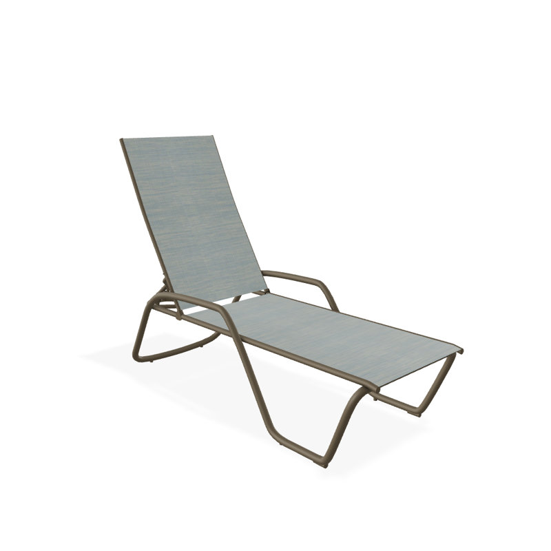 Outdoor Rust-Resistant Metal Chaise Lounge, Textured Beachwood, Baja