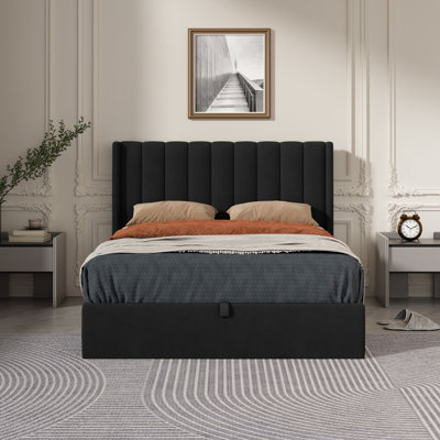 Daizia Lift Up Storage Platform Bed with Wingback Headboard