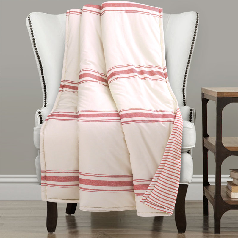Red and White Cotton Reversible Toddler Throw Blanket