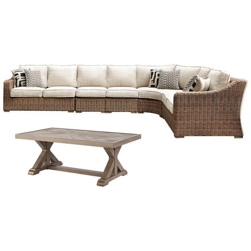 Canapé modulaire d'extérieur avec table basse 5 pièces Beachcroft
