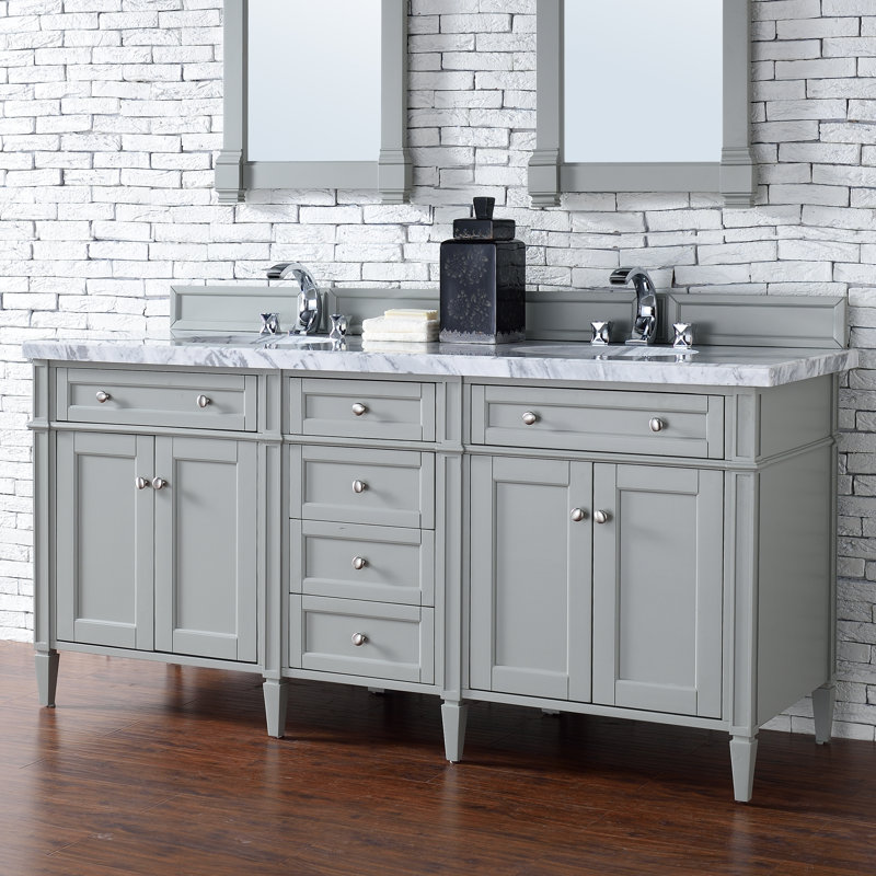Brittany 72'' W Double Bathroom Vanity Base, Smokey Celadon