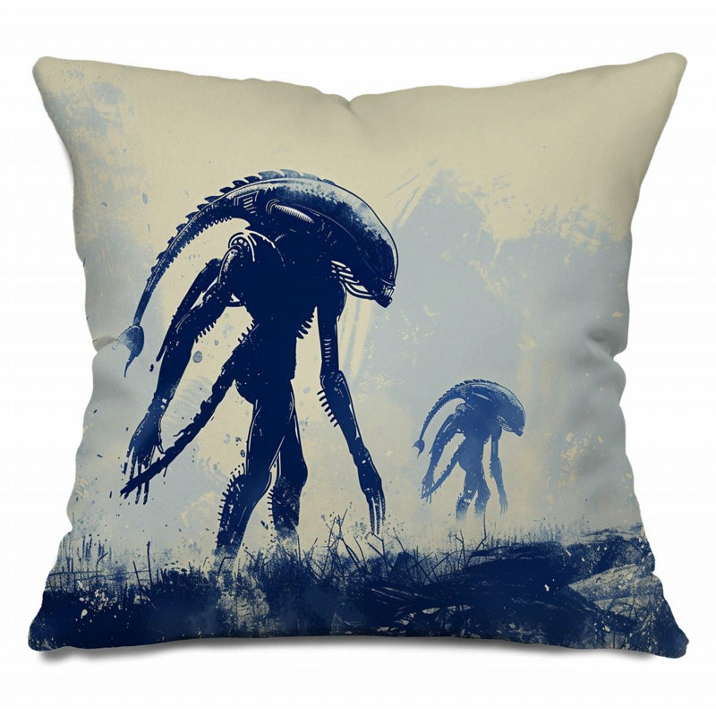 Coussin Trendy, H 14 po x l 14 po, Bleu marine / beige