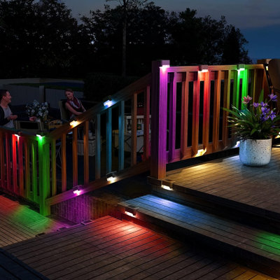 Solar Powered Integrated LED Deck Light Pack Outdoor Waterproof Step Lights for Fence Patio Pathway