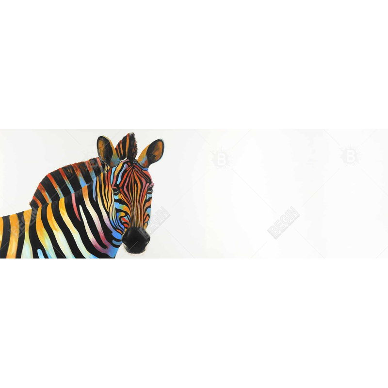 «Colorful Profile View Of A Zebra» sur toile, H 16 po x l 48 po