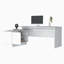 Bureau blanc en L avec 1 porte et 5 tablettes