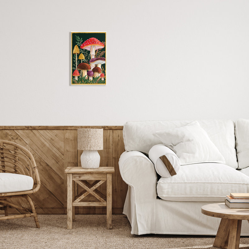 Ax-115-Wood Woodland Mushroom Nature on MDF par Paul Brent, peinture, H 15 po x l 10 po x P 0,5 po