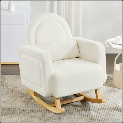 Chaise berçante d'appoint avec dossier incurvé et coussin, confort ultime pour votre maison, velours en peluche