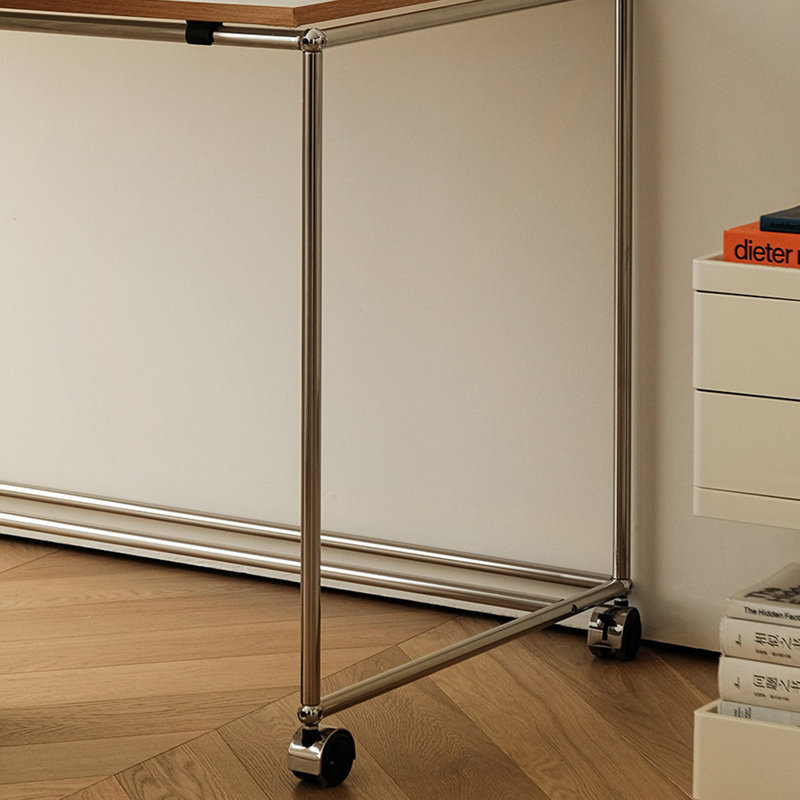 Modern Minimalist Mobile Rectangular Desk, 29.52" H x 48.81" W x 23.62" D