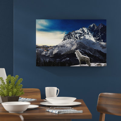 White Wolf In Mountain - Wrapped Canvas