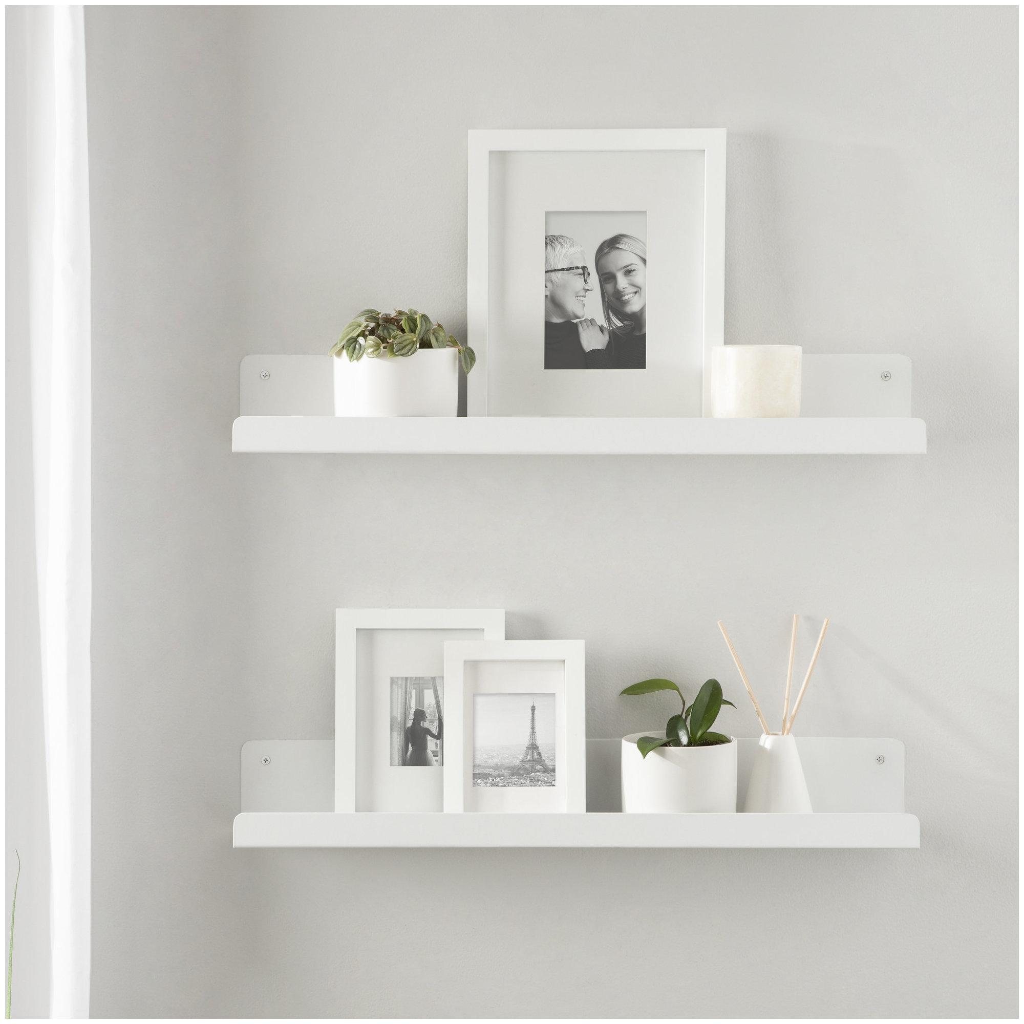 Tara Metal Floating Shelf, White, 3.25" H x 23.75" W x 4.5" D