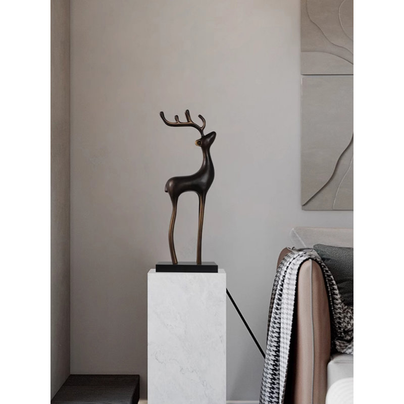 Art décoratif de base en marbre Fortunate Deer