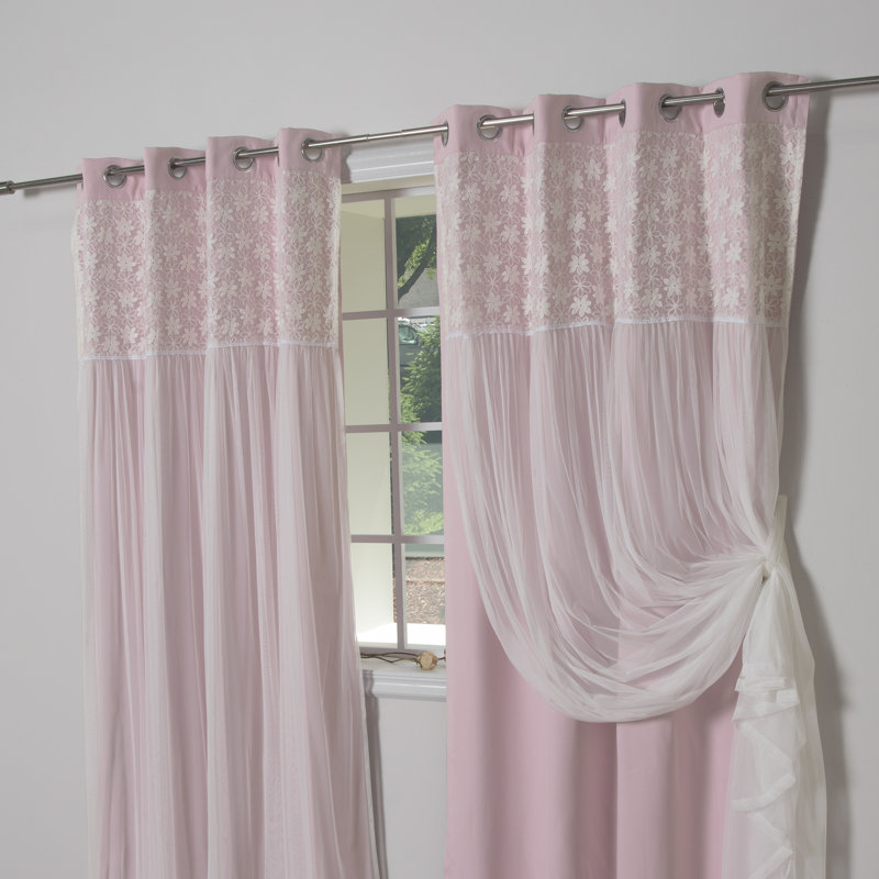 Larue Solid Blackout Thermal Grommet Curtain Panels, New Pink, 52"W x 84"L