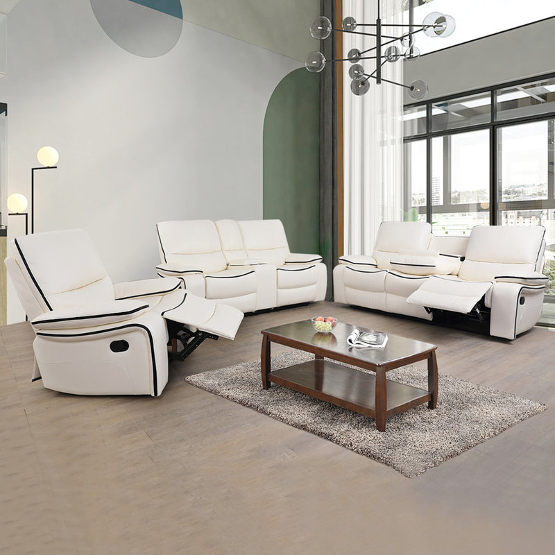 Ensemble de salon inclinable en cuir 3 pièces Vegan
