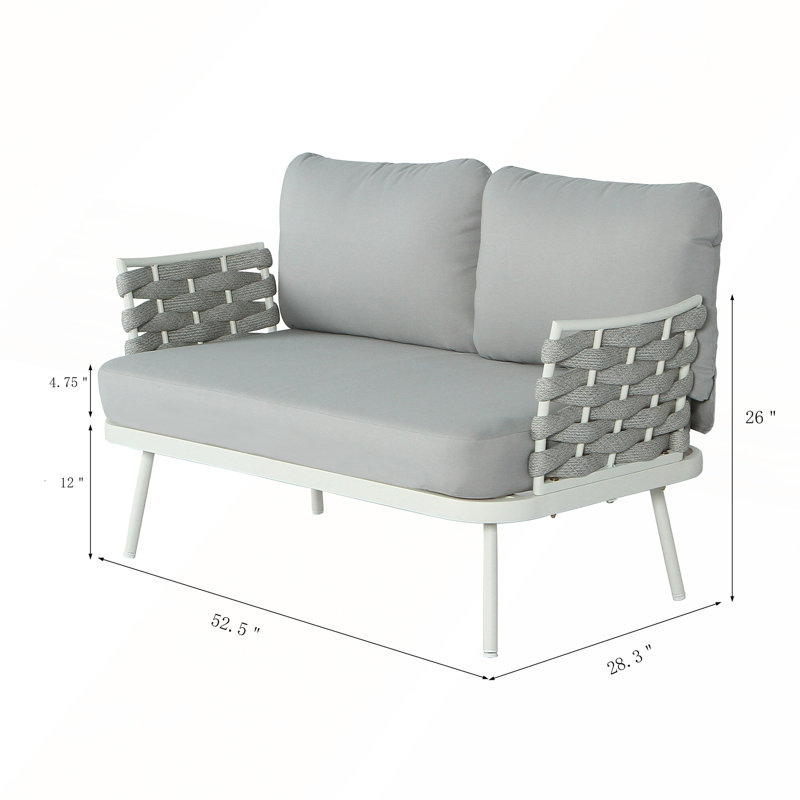 Causeuse et table Modern, Blanc cassé