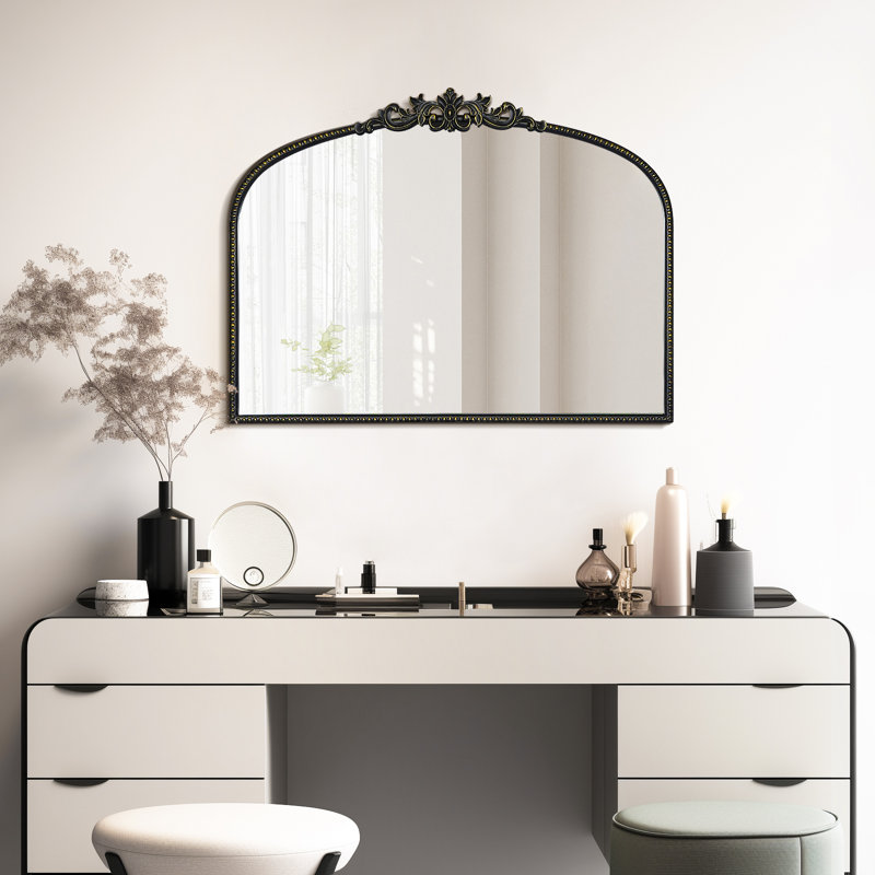 Miroir mural en verre Kiany , 24 po x 32 po, Noir