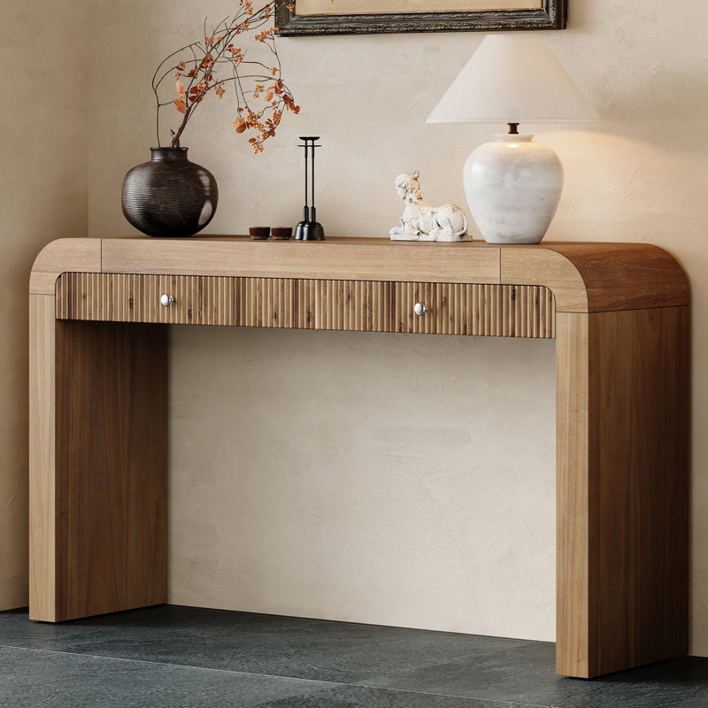 54" Console Table With 2 Storage Drawers, Natural