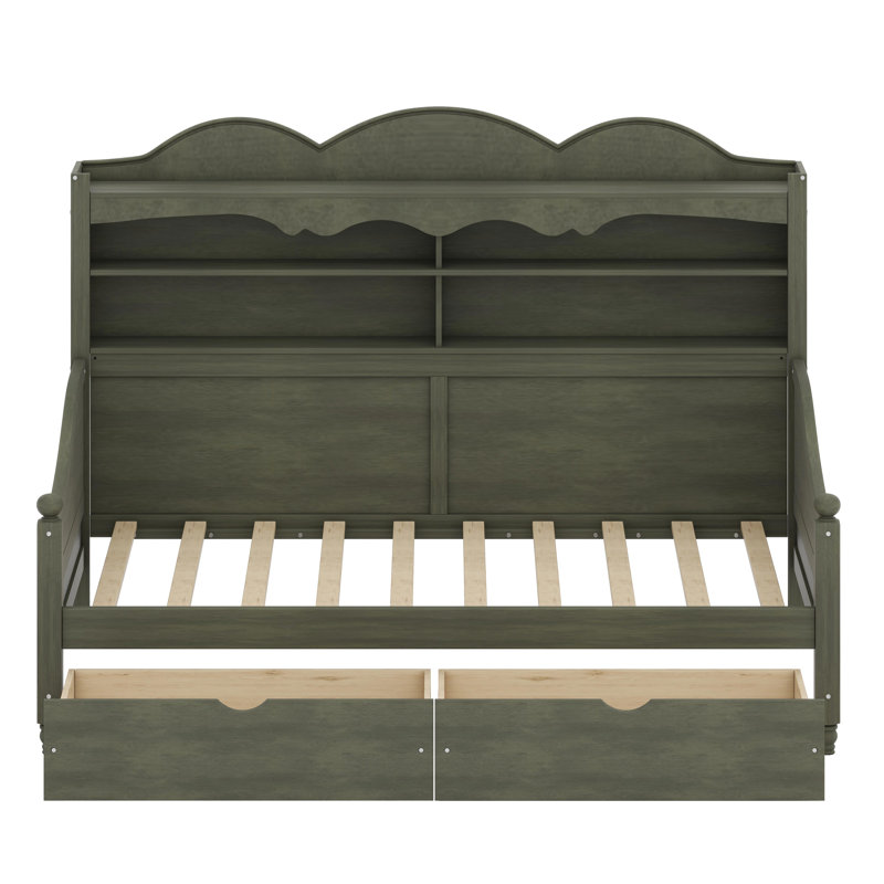 Multi-Functional Daybed Featuring Storage Drawers and Open Shelving, Classic Design Sofa Bed for Living Room, Bedroom, or Guest Room, Simple Assembly