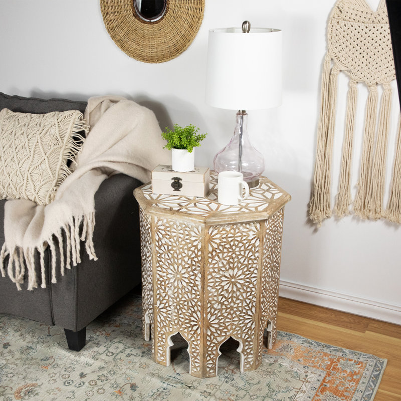End Table, Antique Brushed White, 24" H x 22.5" W x 22.5" D
