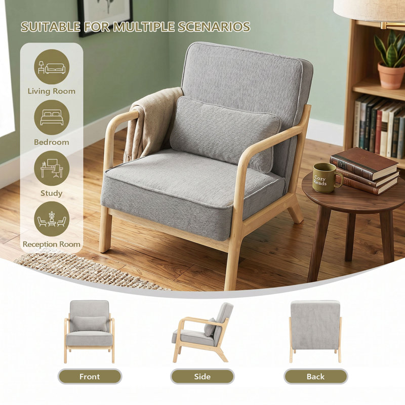 Upholstered Chenille Armchair, Grey