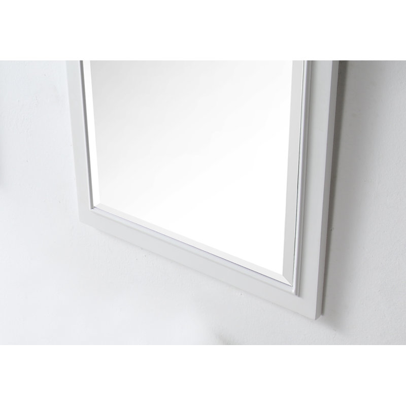 Carminda Solid Wood Rectangle Wall Mirror, 30" H x 20" W, White