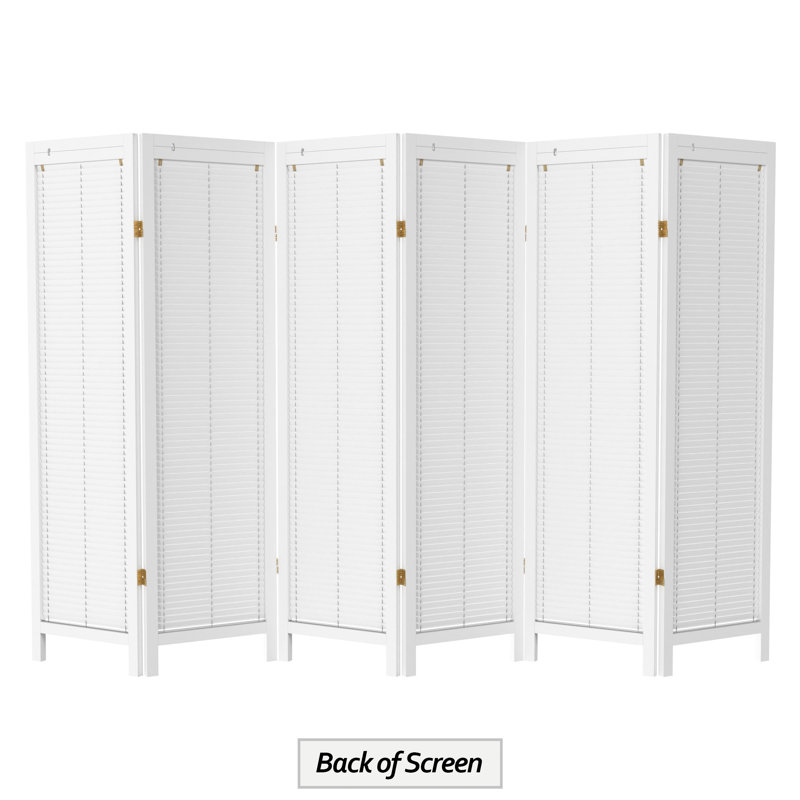 6 Ft. Tall Adjustable Shutter Room Divider White 3 Panel, 6, White