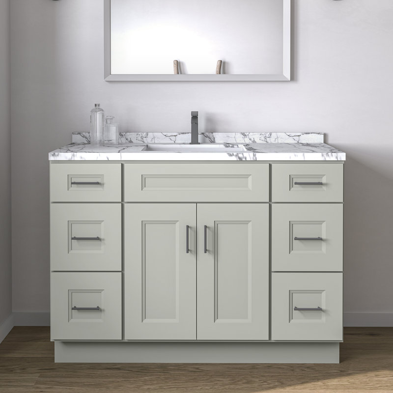 Meuble-lavabo de salle de bain en bois massif prêt à assembler en bois massif de 48 po prêt à assembler - comptoir non inclus