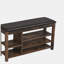 Un banc de rangement à chaussures réglable en hauteur en bois d'hévéa naturel comprend un siège confortable, un espace de rangement dissimulé et de grands compartiments de rangement-1776666158