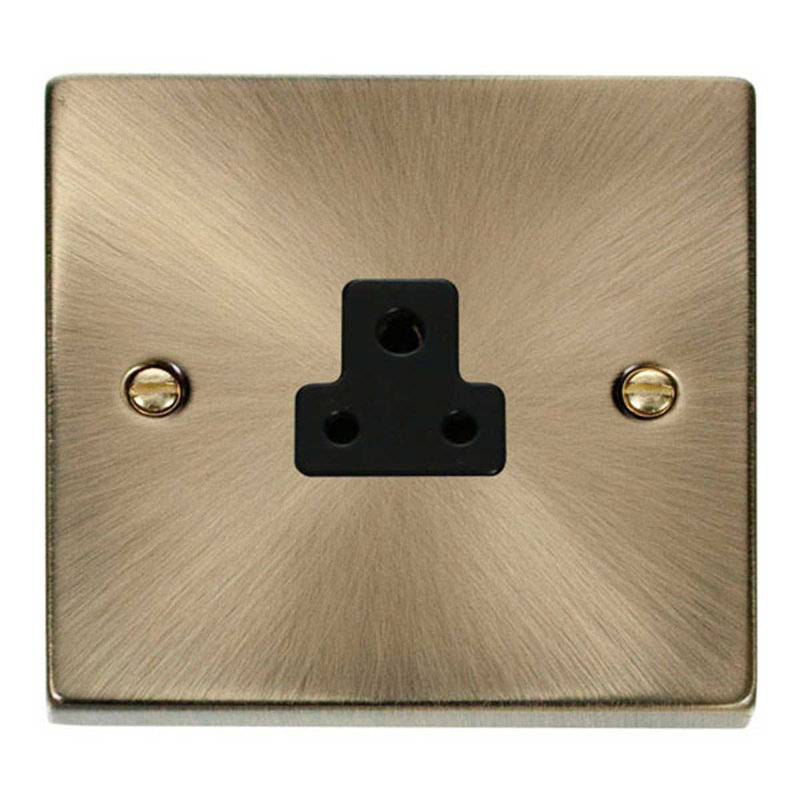 Antique Brass 1 Gang 2A Round Pin Socket