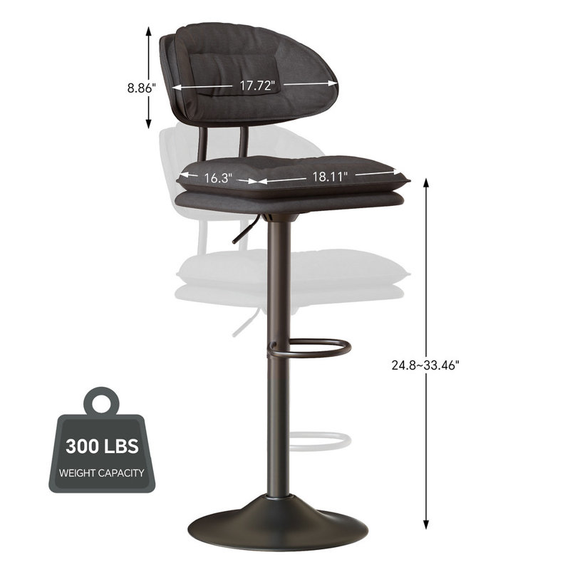 Tabouret de bar Bergess, Gris foncé