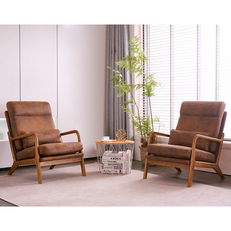 Fauteuil de 25,6 po de large Mamye, Microfibre rouille