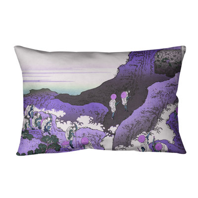 Coussin lombaire en coton katsushika hokusai, escalade on mt. fuji