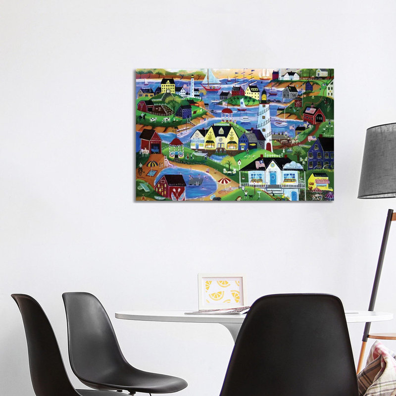 American Seaside Summertime Village 1 Piece Wrapped Canvas Wall Art, 101.6 cm H x 66.04 cm W x 1.91 cm D