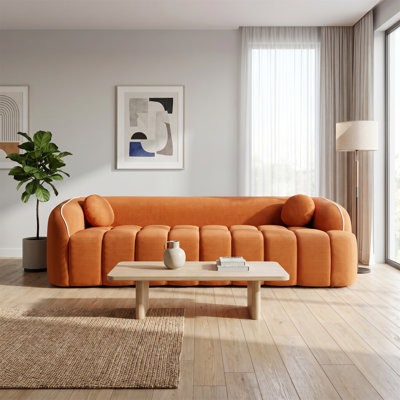 3-Seater Cloud Sofa, No Assembly Required, Bubble-Pattern Quilted Design With 2 Cushions, Comfortable Deep-Seat Design, Compressed Sofa, Modern Nordic Style